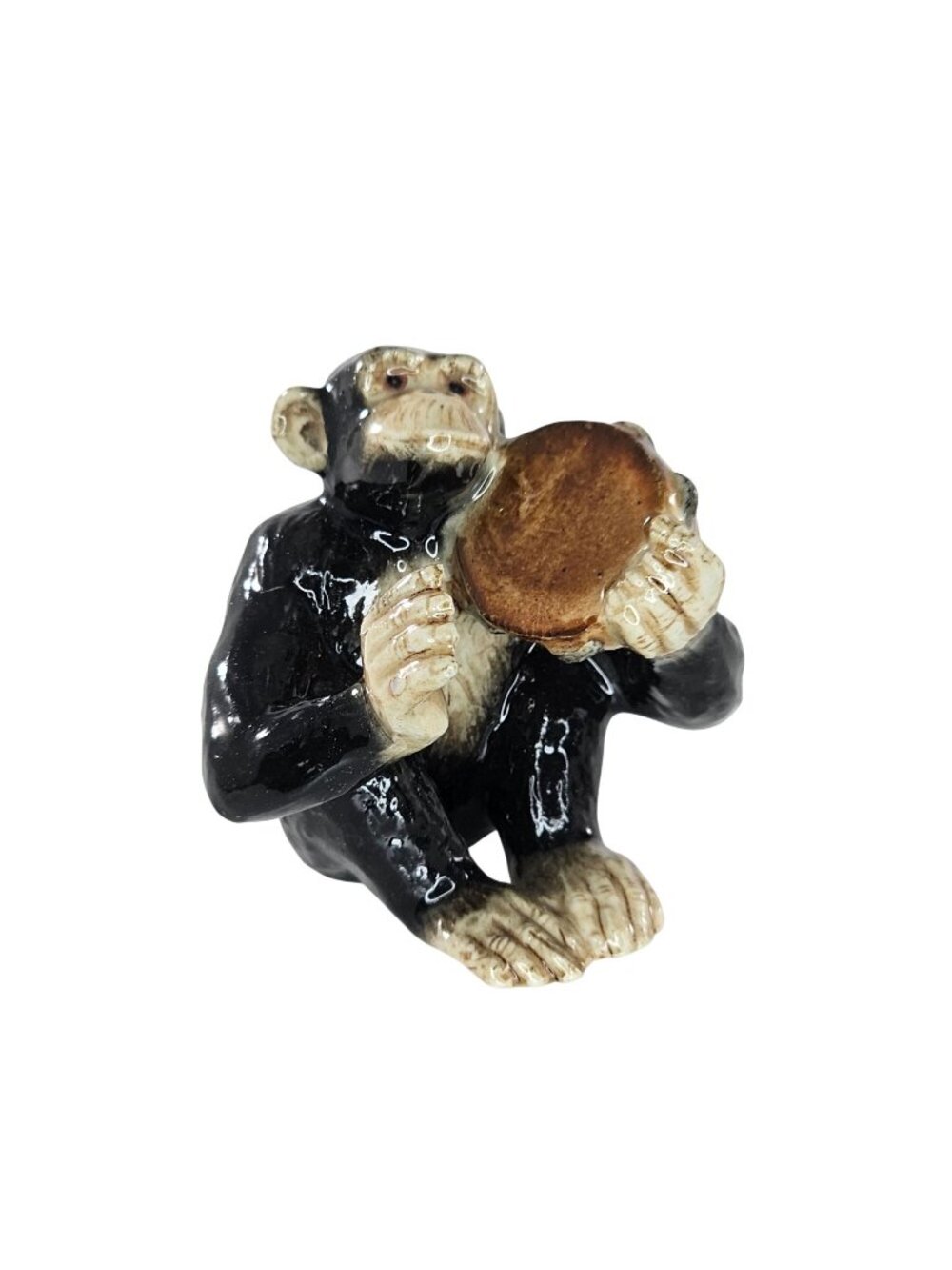 Klima Porcelain Chimpanzee Monkey Playing Tambourine Miniature Figurine Band